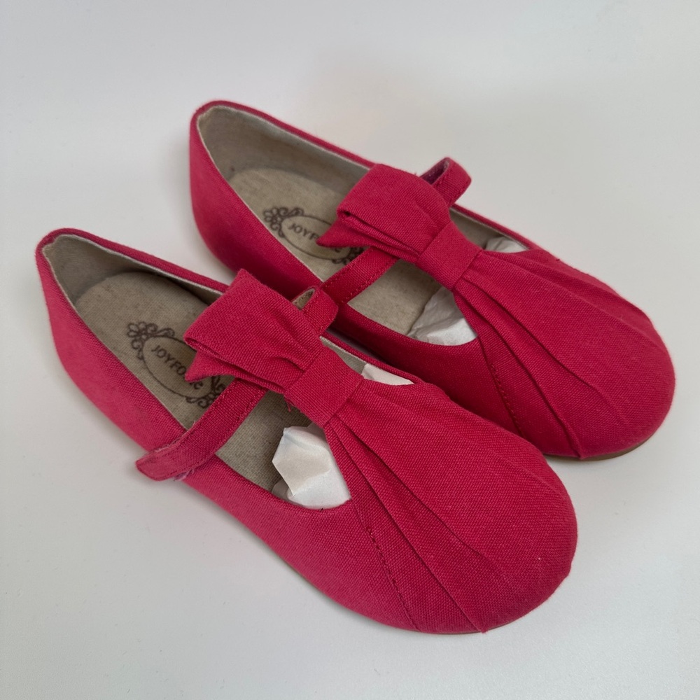 NWOT Joyfolie Emma Spring Cotton Fushia Dark Pink Flats Dress Shoes Girls 13